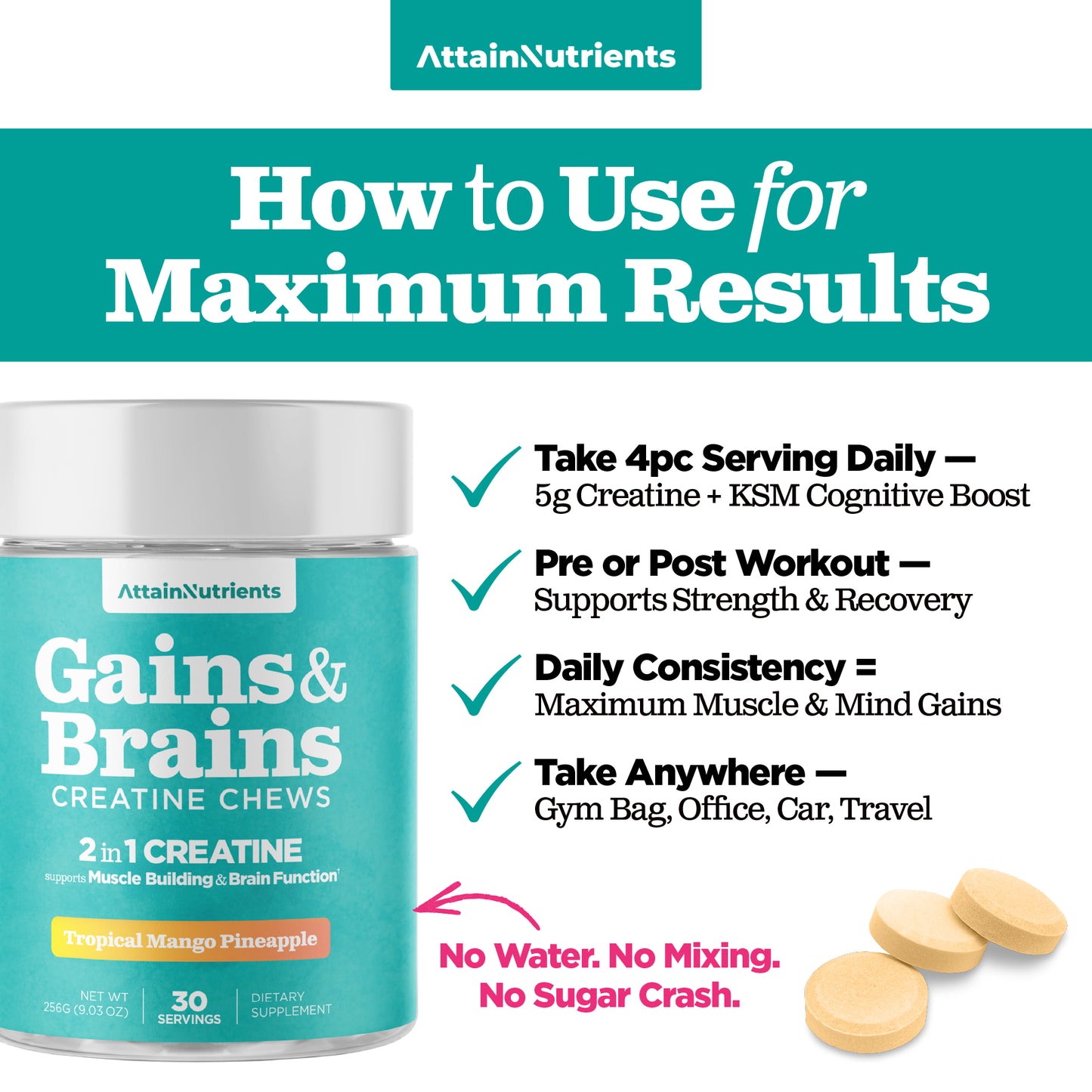 Creatine Chews – 5000mg Creatine Monohydrate Tablets For Men & Women